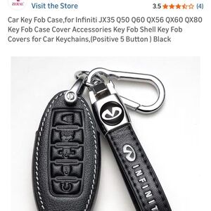 Car Key Fob for Infiniti JX 35 Q50 Q60 QX56 QX60 QX80 Black Leather Case